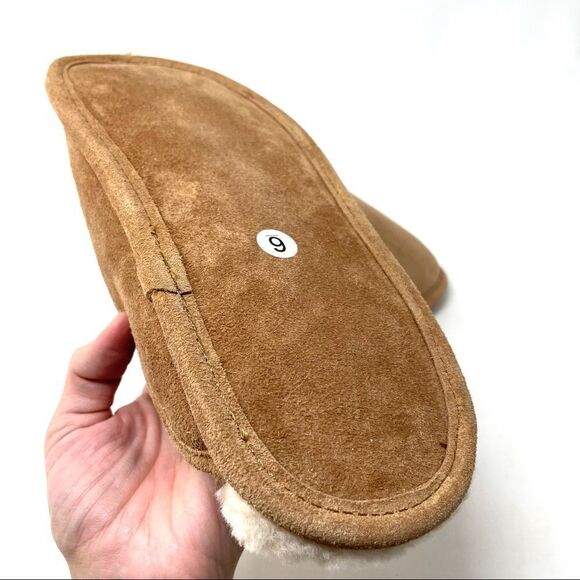 Brand NEW Chestnut Suede Bottom Scuff Sherpa Lined Slippers Size 6 ( Like Ugg) - Picture 6 of 6